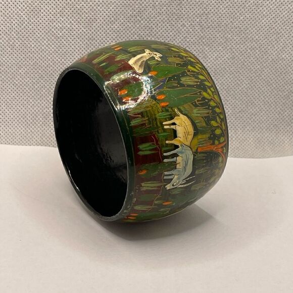 Vintage bangle wood hand paint - Picture 6 of 14
